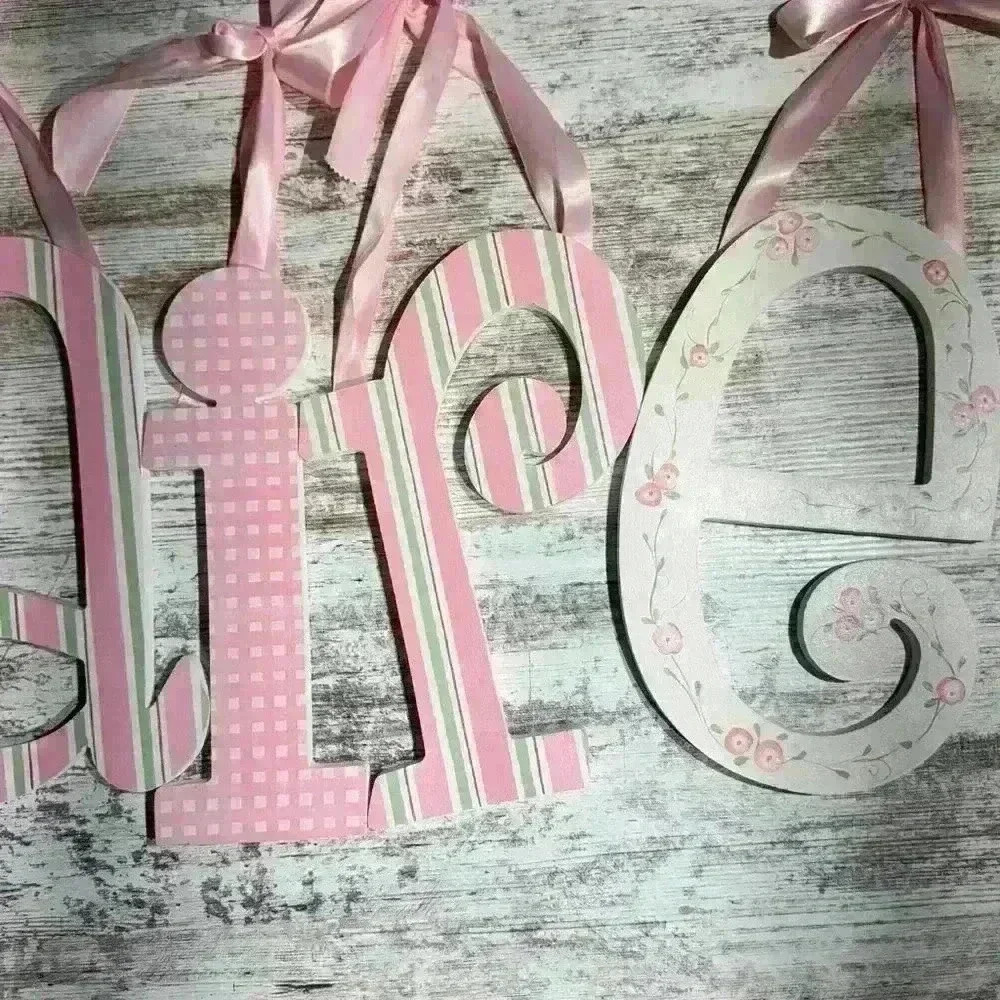 Pottery Barn sign white, pink, & green spells Claire bedroom decor‎ - Picture 4 of 5